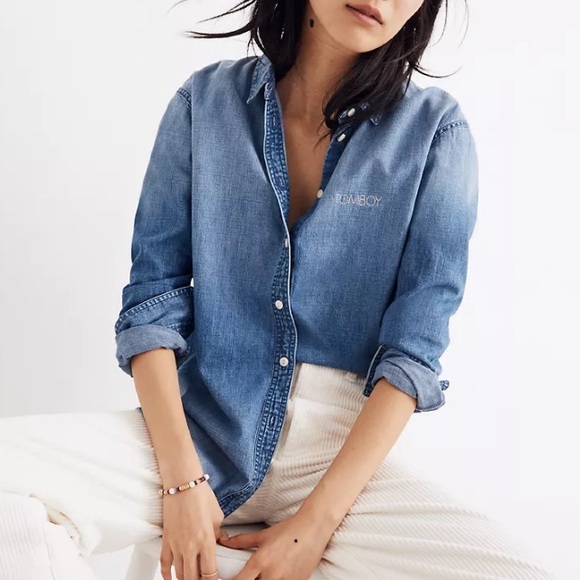 Madewell Tops - Madewell Denim Oversized Ex-Boyfriend Shirt in Cameron Wash